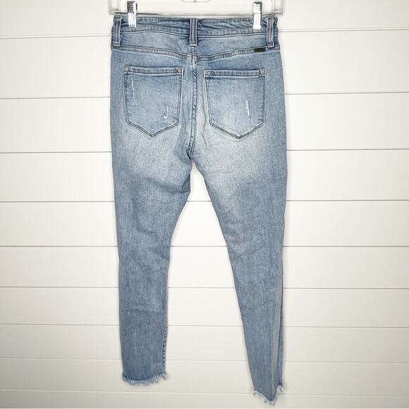 KanCan Distressed Raw Hem Skinny Stretch Jeans Light Wash Size 5/26 - Picture 6 of 9